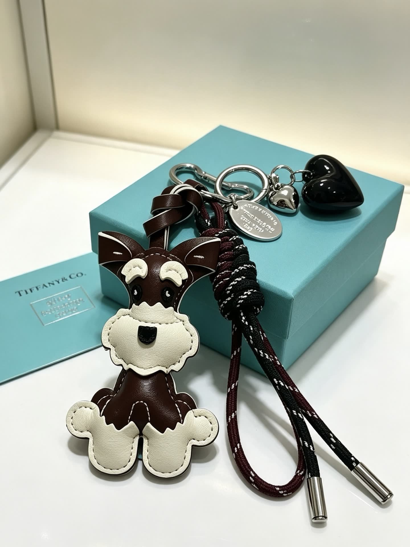 Tiffany & Co. Leather Dog Charm Keychain